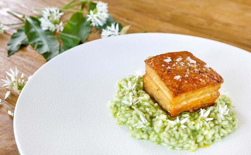 Crispy Pork Belly with Wild Garlic Arroz