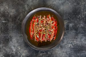 Marinated Red Peppers and Cantrabico Anchovies